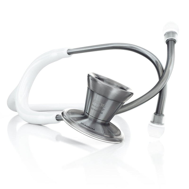 ProCardial® Titanium Cardiology Stethoscope - White/Metalika - MDF Instruments Canada