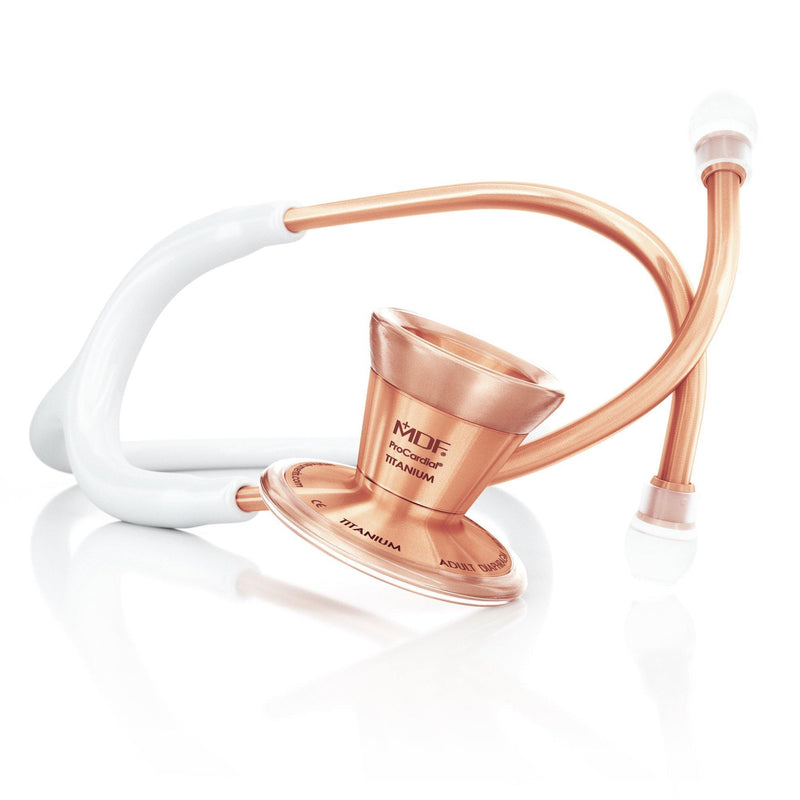 ProCardial® Titanium Cardiology Stethoscope - White/Rose Gold - MDF Instruments Canada