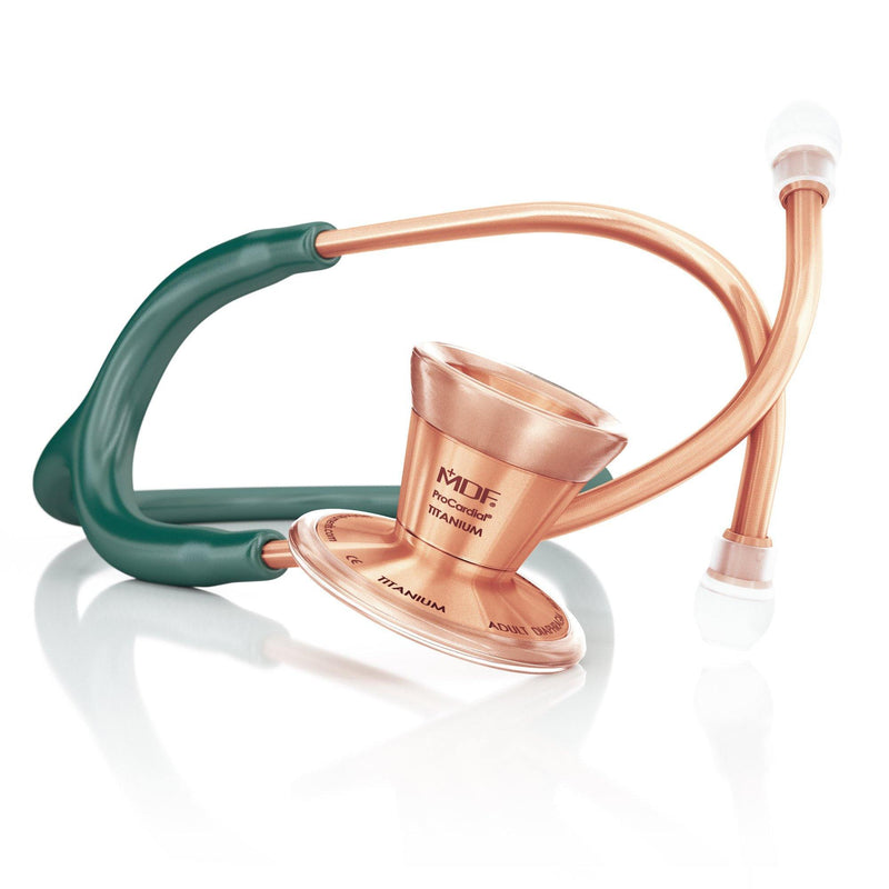 ProCardial® Titanium Cardiology Stethoscope - Green/Rose Gold - MDF Instruments Canada