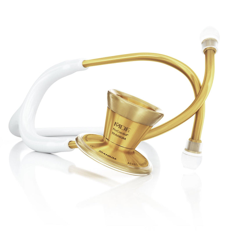 ProCardial® Titanium Cardiology Stethoscope - White/Gold - MDF Instruments Canada