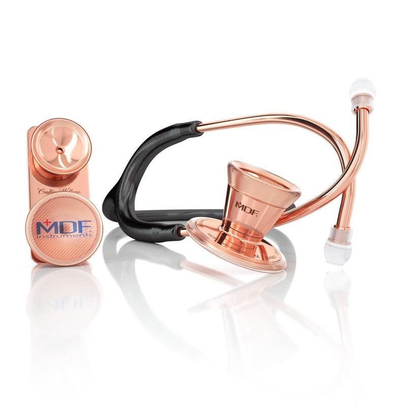 ProCardial® Stainless Steel Adult & Pediatric Stethoscope - Black/Rose Gold - MDF Instruments Canada