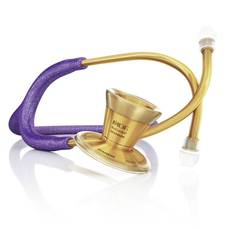 ProCardial® Titanium Cardiology Stethoscope - Purple Glitter/Gold - MDF Instruments Canada
