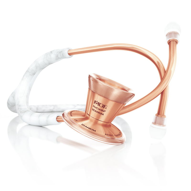 ProCardial® Titanium Cardiology Stethoscope - Carrera Marble/Rose Gold - MDF Instruments Canada