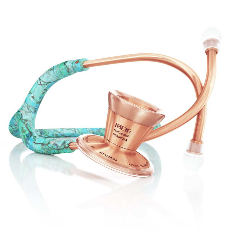 ProCardial® Titanium Cardiology Stethoscope - Turquoise/Rose Gold - MDF Instruments Canada