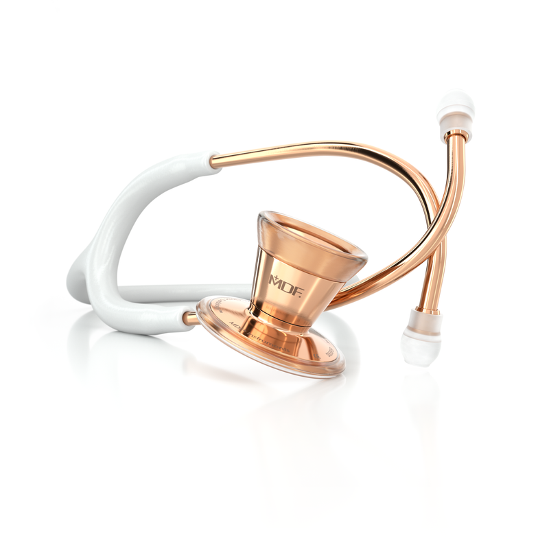 ProCardial® Stainless Steel Cardiology Stethoscope - White/Rose Gold - MDF Instruments Canada