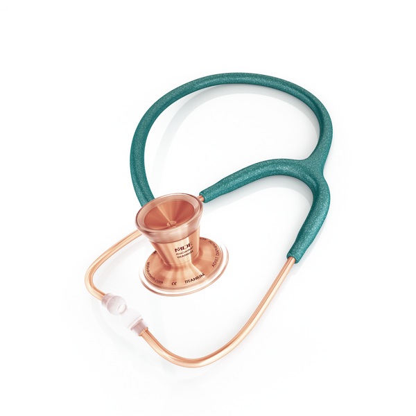 ProCardial® Titanium Cardiology Stethoscope - Green Glitter/Rose Gold